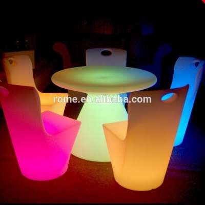 plastic Indoor led light bar table with 16 color changing / light up round dining table for restaurant