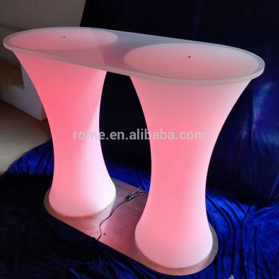 restaurant nightclub acrylic top stainless steel base glowing color change illuminated light high led bar cocktail table