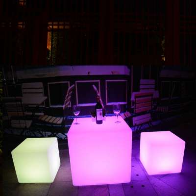 Modern Plastic RGB Commercial Bar Chair and Table Garden Led Cube 60cm