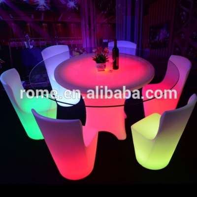 plastic modern restaurant dining round tables and chairs set with lighting